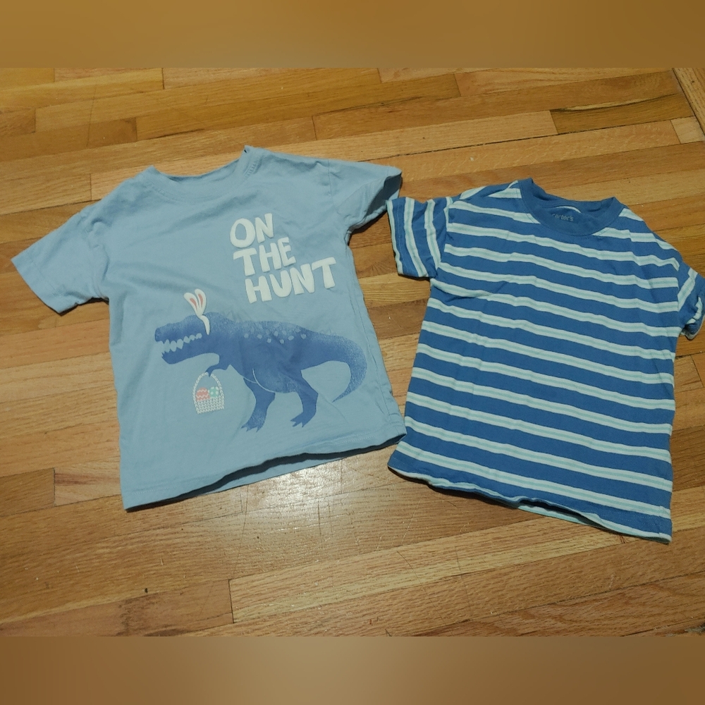 Carter's Easter Blue Dinosaur and Striped Kids T-Shirts / Size 2t
